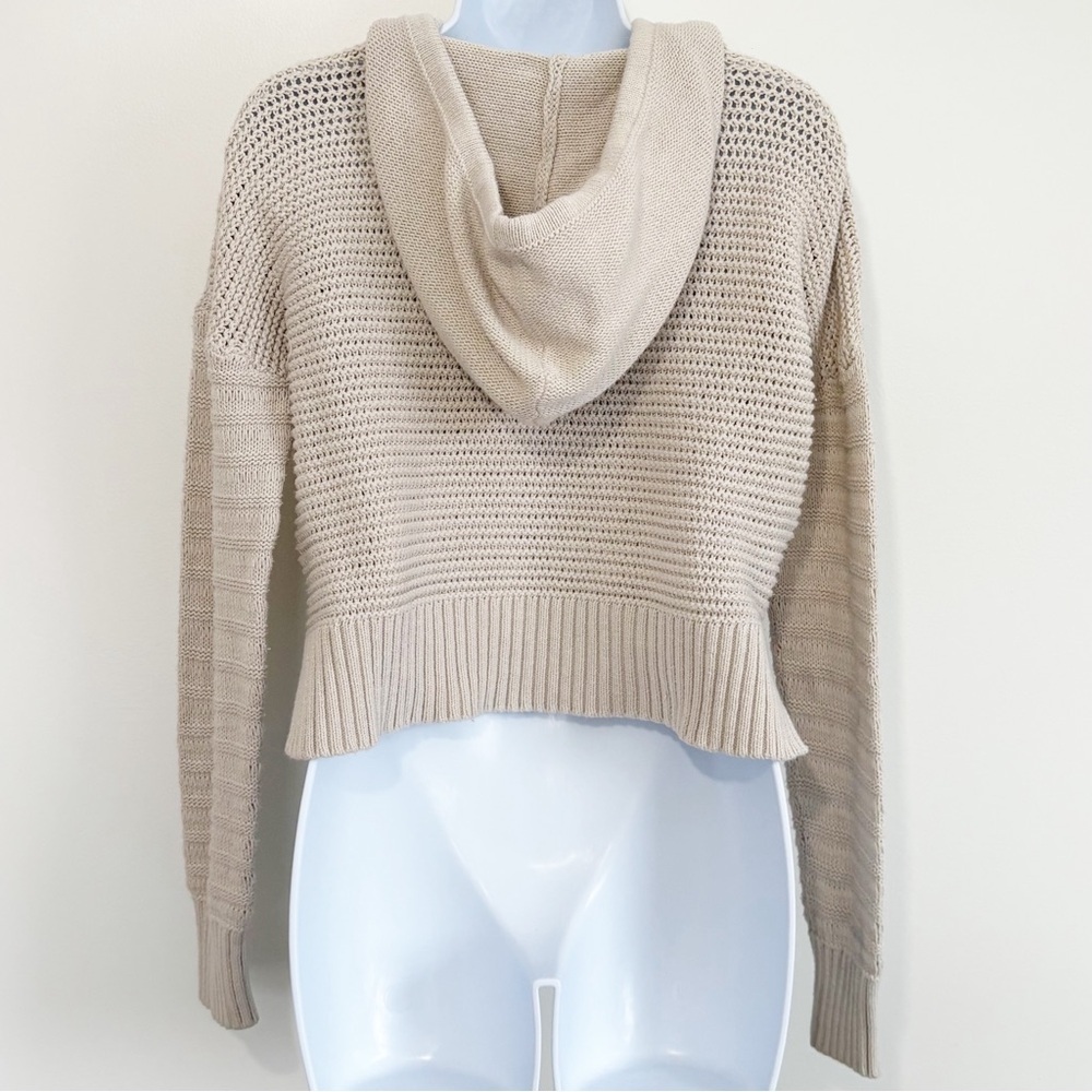LUCKY BRAND Textured Hoodie in Straw Heat Knit Beige Small - Picture 3 of 10